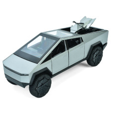 Колекційна машинка АвтоСвіт Tesla Cybertruck металева інерційна з кіберциклом 1:24 (AP-2071GR)