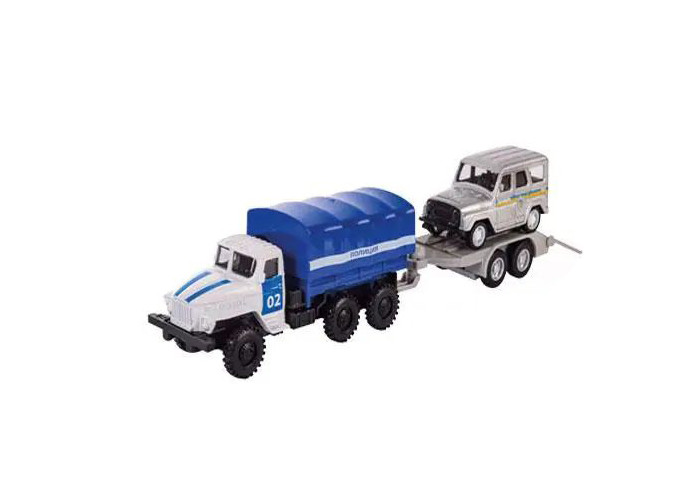 Вантажівка Автопром Поліція з причепом металева 1:64 (асорт.) (6428EMC)