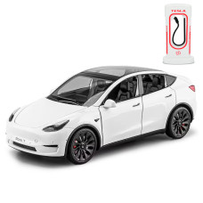 Іграшкова моделька АвтоСвіт Tesla Model Y 1:24 інерційна металева біла (AP-2001WT)