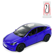 Іграшкова моделька АвтоСвіт Tesla Model Y 1:24 інерційна металева синя (AP-2001BL)