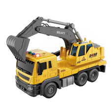Машинка екскаватор 1:16 інерційна із світло-звуковими ефектами жовта 25 см (A1110-4)
