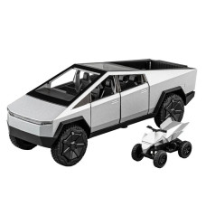 Колекційна моделька Автопром Cybertruck із кіберциклом 1:24 металева із світло-звуковими ефектами сіра (AP7726GRY)