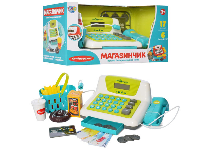Касовий апарат Limo Toy Магазинчик каса, сканер, продукти зелений (7016-UA)