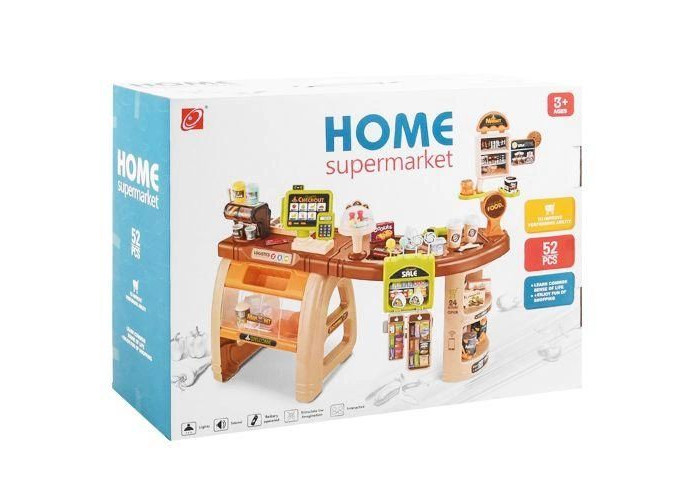 Ігровий набір Home Supermarket Прилавок магазину з касою та продуктами 52 предмети (668-69)