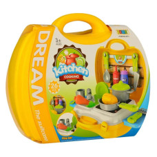 Набір кухня. плита з мийкою, посуд та продукти у валізі (8311NC)