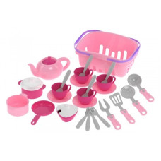 Іграшка дитяча ТехноК Набір посуду в кошику рожевий (TH7181)