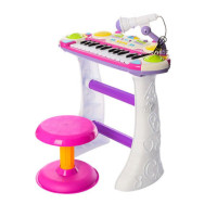 Іграшкове піаніно Limo Toy із стільцем та мікрофоном фіолетовий (7235VL)