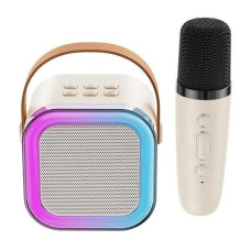 Портативна музична колонка-караоке Colorful Speaker RGB-світло, бежева (K12/1-BG)
