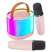 Колонка Smart portable speaker karaoke 2 мікрофони із rgb-підсвіткою (K52PN)