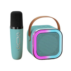 Портативна музична колонка-караоке Colorful Speaker RGB-світло, блакитна (K12/1-BL)