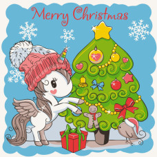 Картина для малювання за номерами Art Craft Єдиноріжка з ялинкою 30х30см (15554-AC)