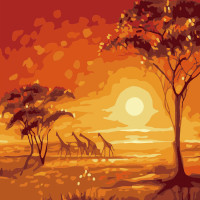 Картина-розмальовка Strateg за номерами Жирафи 20х20 (HH5576)