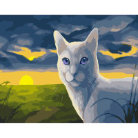 Картина-розмальовка за номерами Strateg Кіт на фоні пейзажу 40х50 (GS369)