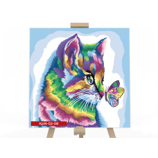 Картина для малювання за номерами Danko Toys Кольоровий кіт 40х40см (KpNe-02-08)