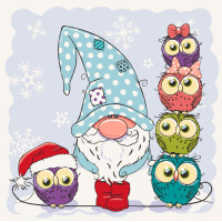 Картина для малювання за номерами Art Craft Гномик із совами 30х30см (15556-AC)