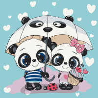 Картина для малювання за номерами Art Craft Пандочки під парасолькою 30х30см (15519-AC)