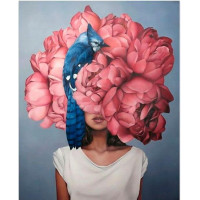 Картина для малювання за номерами Лавка Чудес Дівчина з півоніями на голові 40х50см (LC10069)