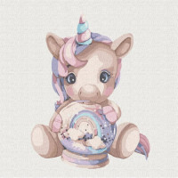 Картина розфарбовування Ідейка за номерами Рожевий єдиноріг 30х30 (KHO6037)