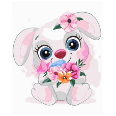 Картина для малювання за номерами Стратег Маленький кролик з квітами 30х40см (SV-0092)