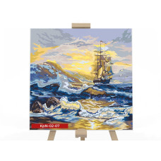 Картина для малювання за номерами Danko Toys Корабель на хвилях 40х40см (KpNe-02-07)