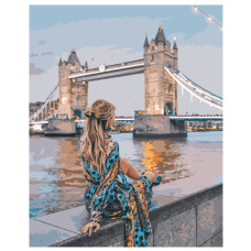 Картина для малювання за номерами Стратег Дівчина на фоні Тауерського мосту 40х50см (VA-1539)