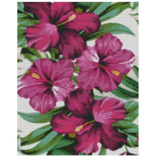 Картина за номерами з алмазною мозаїкою Стратег Фіолетовий гібіскус 40х50см (FA0037)