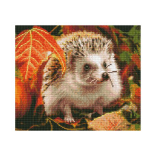 Картина за номерами з алмазною мозаїкою Стратег Їжачок у листі 30х40см (HX-038)