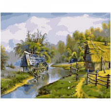 Картина для малювання за номерами Стратег Водяний млин і будиночок 40х50 (VA-0961)