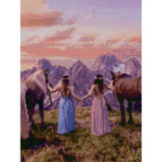 Картина за номерами з алмазною мозаїкою Стратег Подруги-наїзниці 30х40см (HX0669)