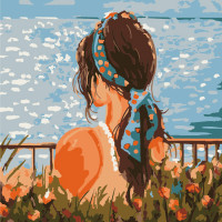 Картина-розмальовка Strateg за номерами Дівчина на узбережжі 20х20 (HH5276)