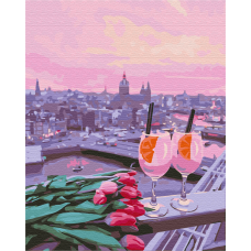 Картина для малювання за номерами Brushme Вид на рожевий захід сонця 40х50см (BS35681)