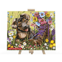 Картина для малювання за номерами Danko Toys Собачка в травичці 50x40 (KpNe-40*50-02-01)