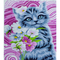 Картина для малювання за номерами Strateg Котик на рожевому фоні 30х40 (SS6648)