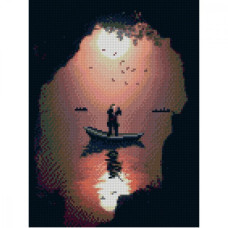 Картина за номерами з алмазною мозаїкою Стратег Закохані у човнику 30х40см (HX155)