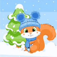 Картина-розфарбовка за номерами Strateg Білочка з ялинкою 30x30 (ES231)