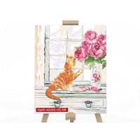 Картина для малювання за номерами Danko Toys Котик у квітах 50x40 (KpNe-40*50-02-08)