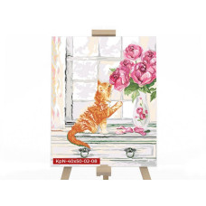 Картина для малювання за номерами Danko Toys Котик у квітах 50x40 (KpNe-40*50-02-08)