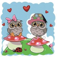 Картина-розмальовка за номерами Strateg Совенята 30x30 (ES090)