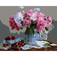 Картина для малювання за номерами Стратег Квіти та полуниця 40х50см (VA-0314)