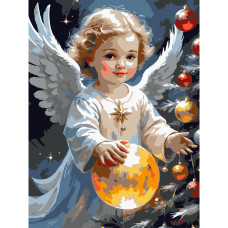 Картина для малювання за номерами Strateg Різдвяний янгол 30х40 (SS1230)