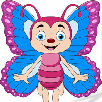 Картина розмальовка Strateg за номерами Мультяшний смішний метелик 30х30 (ES-0874)