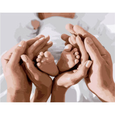 Картина для малювання за номерами Стратег Маленькі ніжки в долонях 40х50см (VA-2654)