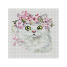 Картина за номерами з алмазною мозаїкою Стратег Кішечка у віночку 30х30см (CA-0025)
