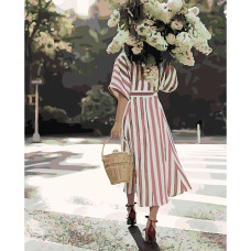 Картина для малювання за номерами Стратег Дівчина з бузком 40х50см (SY6059)