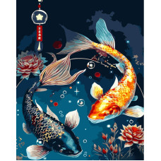 Картина для малювання за номерами Strateg Риби-символи 40х50 (GS1421)