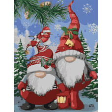 Картина для малювання за номерами Strateg Різдвяні гноми 30х40 (SS1224)