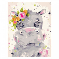 Картина для малювання за номерами Стратег Акварельний бегемот 30х40см (SV-0030)
