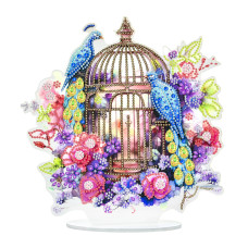 Діамантова мозаїка Strateg за номерами Золота клітка на підставці 25х25 (YKLZ15227)