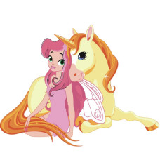 Картина для малювання за номерами Стратег Дівчинка з єдинорогом 30х30 (ES104)