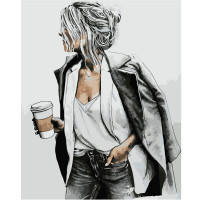 Картина для малювання за номерами Стратег Стильна дівчина 50х40см (VA-0736)